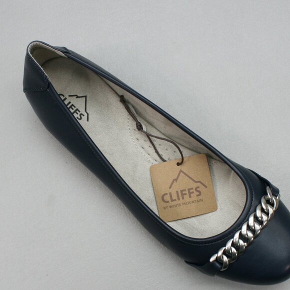 Cliffs Ladies 10 Wide White Mountain Charmed Navy Blue Ballet Flats Shoes Loafer - Picture 8 of 11